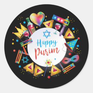 Glückliche Purim Korb-Geschenke, Dekoration, Runder Aufkleber