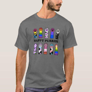 Glückliche Purride Katzen Pfoten LGBT Katzen Regen T-Shirt
