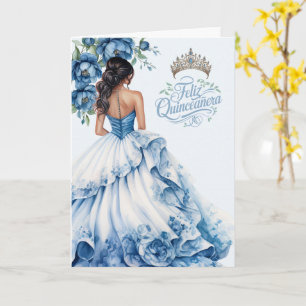 Glückliche Quinceanera 15. Geburtstag Blautöne Karte