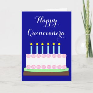 Glückliche Quinceañera:  Dunkelblauer Leerraum Karte