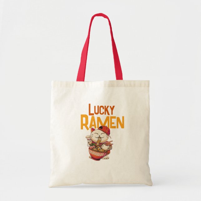 Glückliche Ramen-Katze Tragetasche (Vorne)