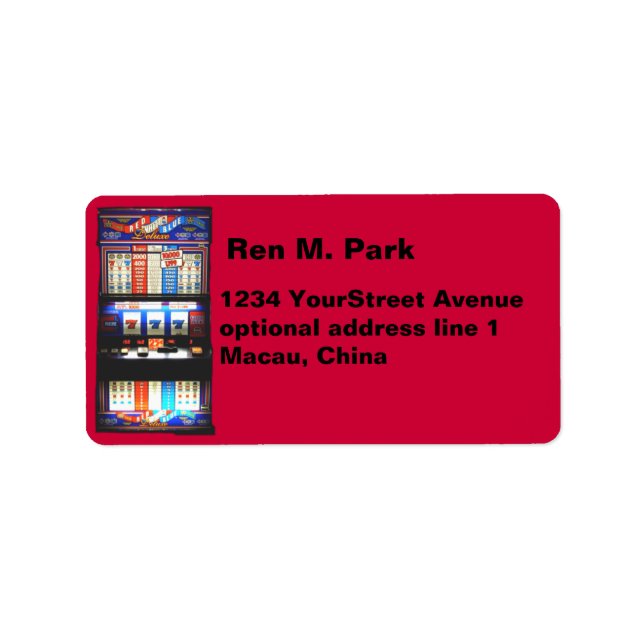 Glückliche Red Gamer Slot Maschine Adressaufkleber (Vorne)