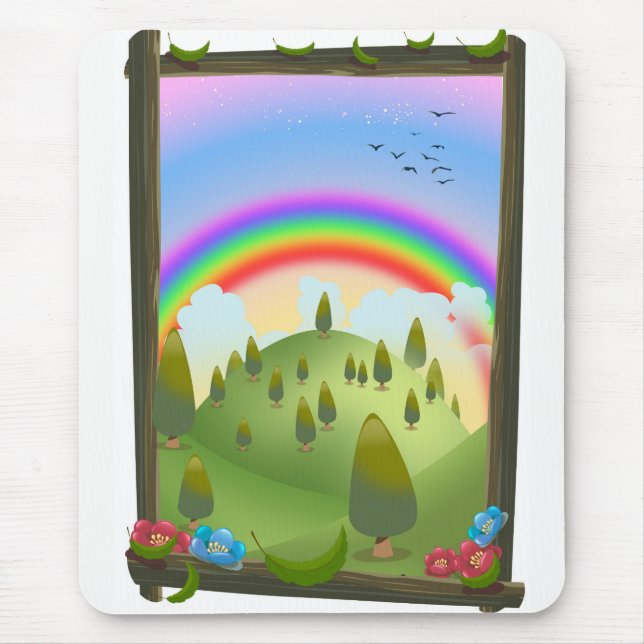 Glückliche Regenbogenlandschaft Mousepad (Vorne)