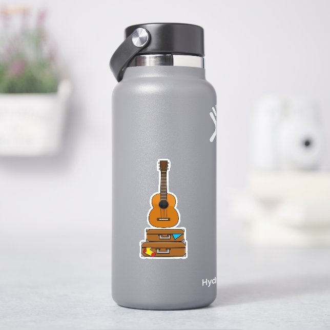 Glückliche Reise mit Gepäck und Gitarre Aufkleber (HydroFlask)