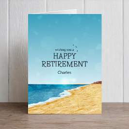 Glückliche Rentenkarte mit Strand