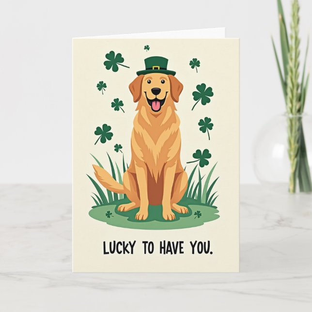 Glückliche Retriever St. Patricks Karte (Vorderseite)