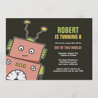 Glückliche Roboter-Geburtstags-Party Einladungen
