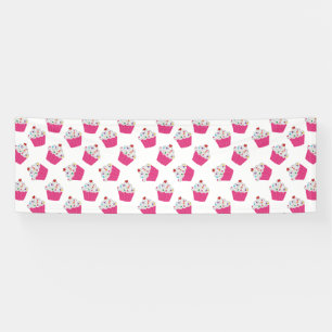 Glückliche rosa Herz-kleine Kuchen - süßes Banner