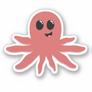 Glückliche rosa Krake Aufkleber