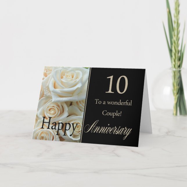 Glückliche Rose zum 10. Jahrestag Karte (Vorderseite)
