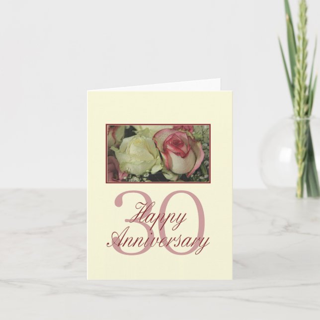 Glückliche Rose zum 30. Jahrestag Karte (Vorderseite)