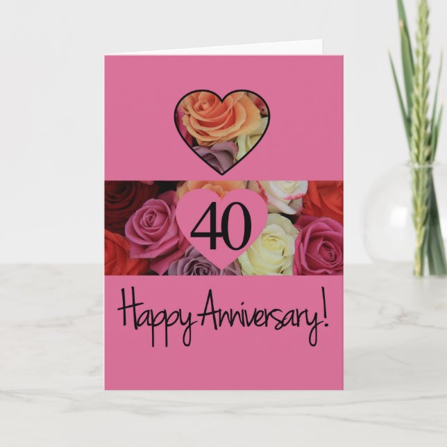 Glückliche Rose zum 40. Jubiläum Karte (Vorderseite)