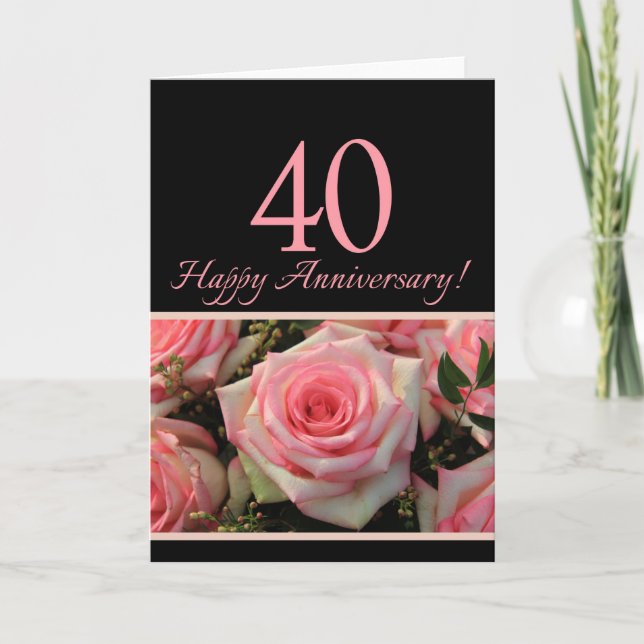 Glückliche Rose zum 40. Jubiläum Karte (Vorderseite)