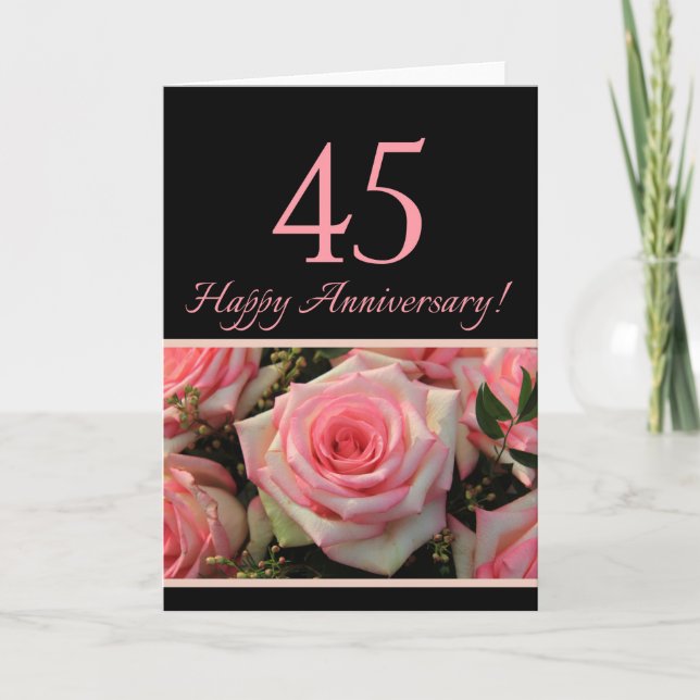 Glückliche Rose zum 45. Jahrestag Karte (Vorderseite)