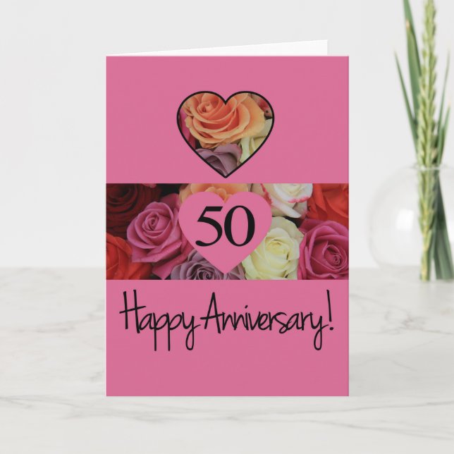 Glückliche Rose zum 50. Jahrestag Karte (Vorderseite)