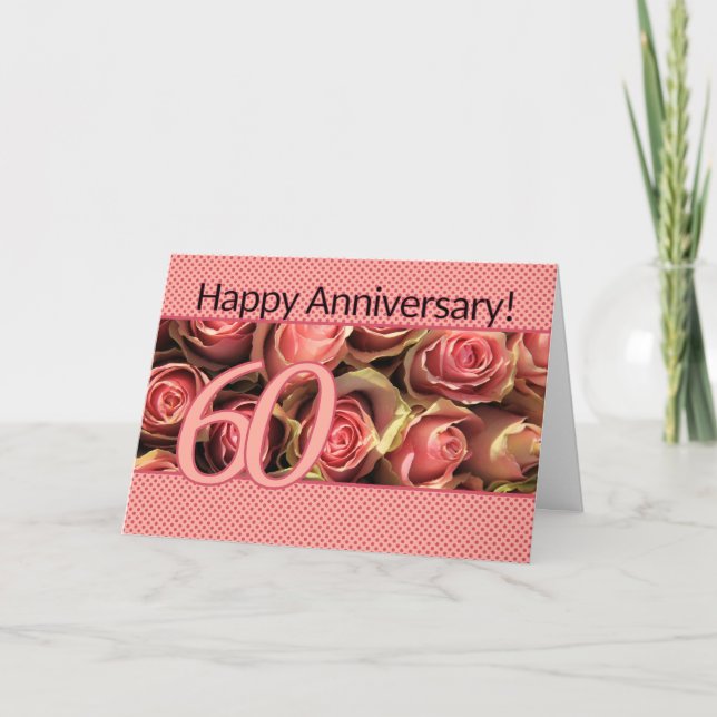 Glückliche Rose zum 60. Jubiläum Karte (Vorderseite)