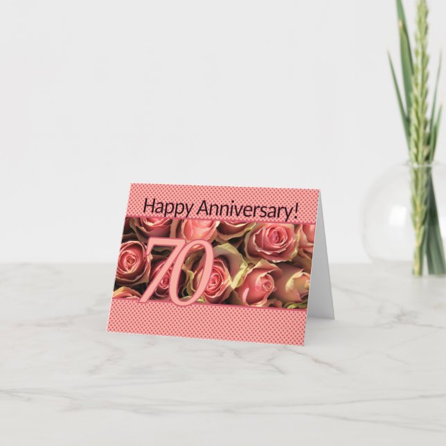 Glückliche Rose zum 70. Jahrestag Karte (Vorderseite)