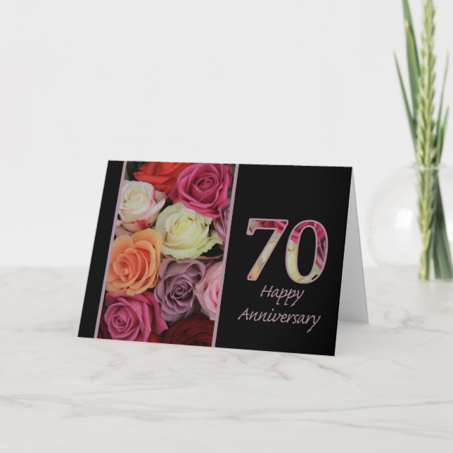 Glückliche Rose zum 70. Jahrestag Karte (Vorderseite)