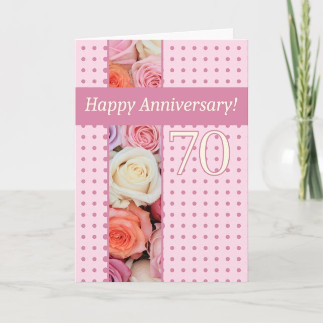 Glückliche Rose zum 70. Jahrestag Karte (Vorderseite)