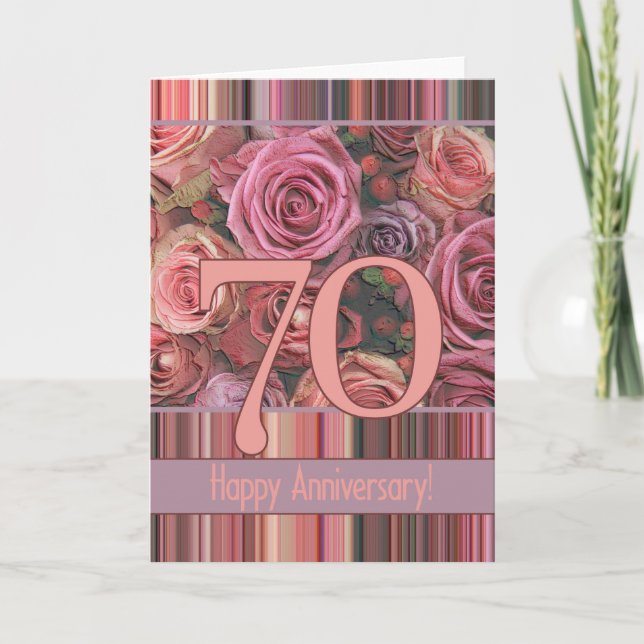 Glückliche Rose zum 70. Jahrestag Karte (Vorderseite)