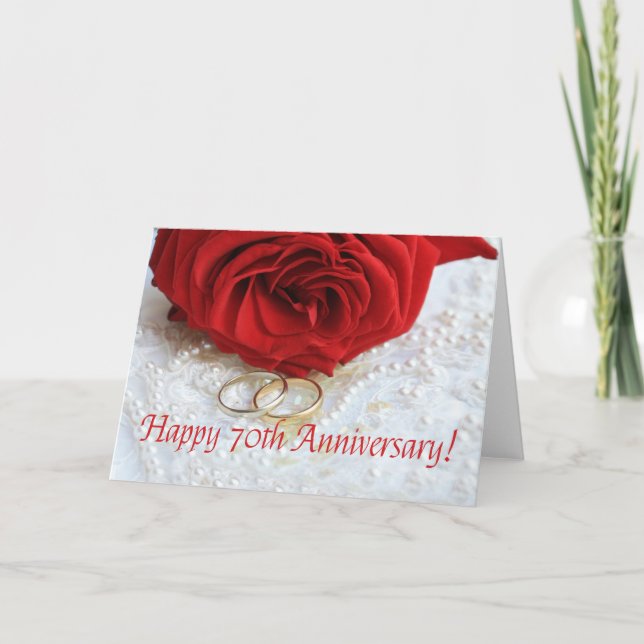 Glückliche Rose zum 70. Jahrestag Karte (Vorderseite)