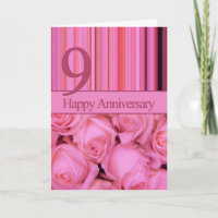 Glückliche Rose zum 9. Jahrestag Postkarte