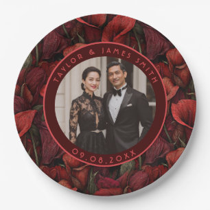 Glückliche rote Calla-Lilien-Blüten moderne Hochze Pappteller