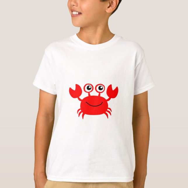 Glückliche rote Cartoon-Krabbe T-Shirt (Vorderseite)