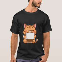 Glückliche rote Katze umarmt Kaffeetasse Frieden ✨ T-Shirt