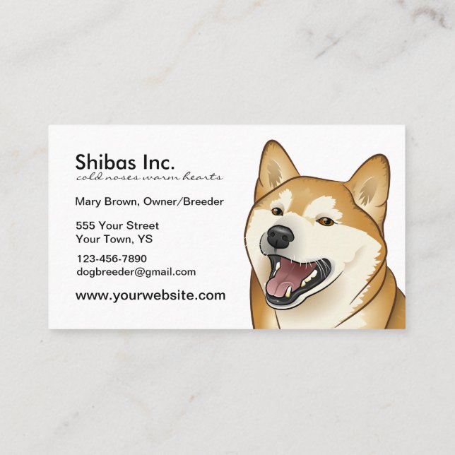 Glückliche rote Shiba Inu kundengerechte Visitenkarte (Rückseite)