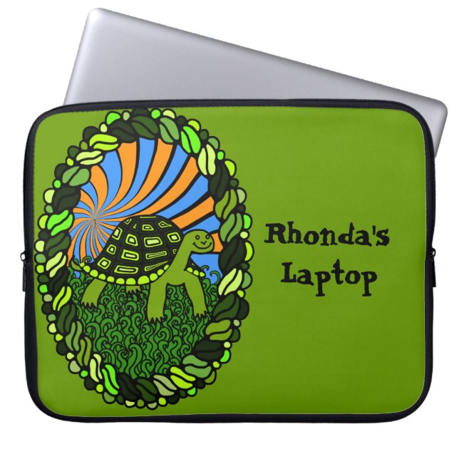 Glückliche Schildkröte-Laptop-Hülse Laptopschutzhülle (Vorderseite)