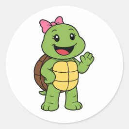 Glückliche Schildkröte Runder Aufkleber