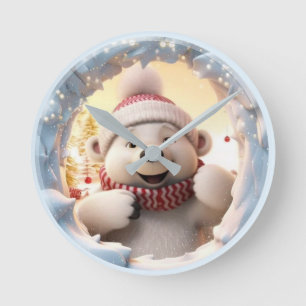 Glückliche Schneemann-Uhr Runde Wanduhr