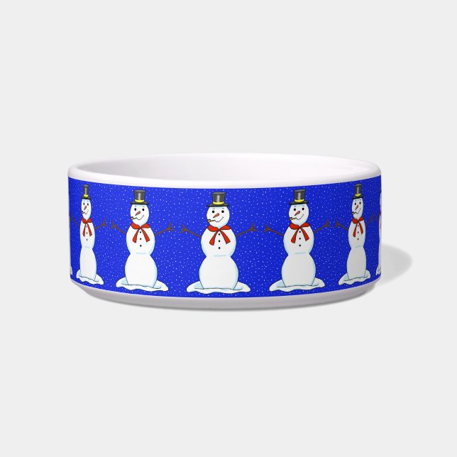 Glückliche Schneemann-Weihnachtshaustier-Schüssel Napf (Vorderseite)