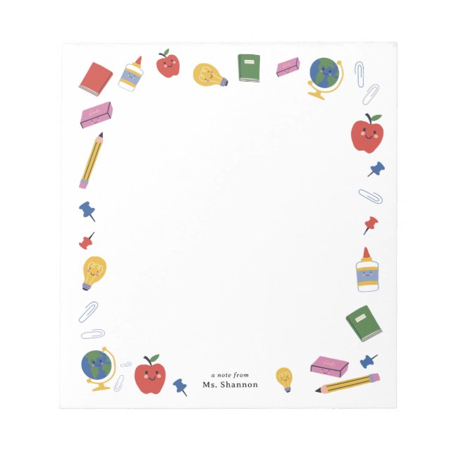 Glückliche Schulnoten des Lehrers Notizblock (Vorderseite)