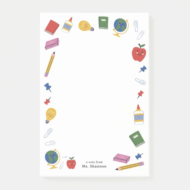 Glückliche Schulnoten des Lehrers Post-it Klebezettel (Vorderseite)