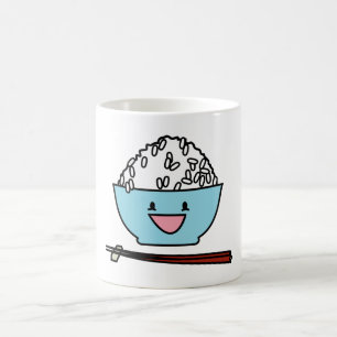 Glückliche Schüssel Essstäbchenvergaser des wei Kaffeetasse