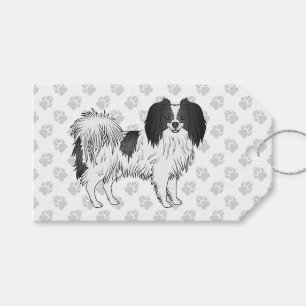 Glückliche Schwarz-Weiße Phalène-Hund-Illustration Geschenkanhänger