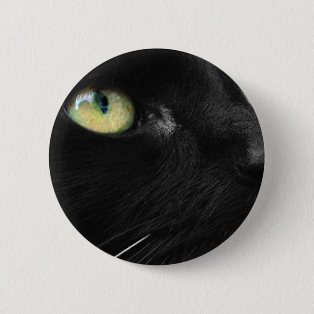 Glückliche schwarze Katze Button (Vorderseite)