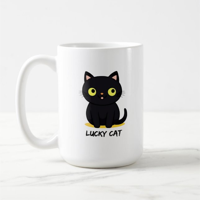 Glückliche schwarze Katze Kaffeetasse (Links)