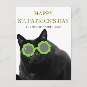Glückliche schwarze Katze Kleeblatt St. Patrick's Feiertagspostkarte
