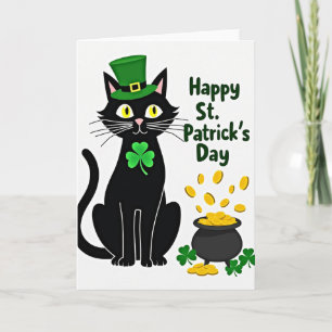 Glückliche schwarze Katze St. Patricks Karte