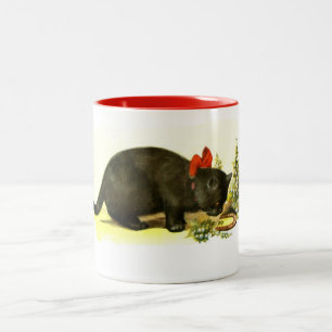 Glückliche schwarze Katze Zweifarbige Tasse