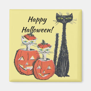 Glückliche schwarze Katzen-Kürbise Halloweens Magnet