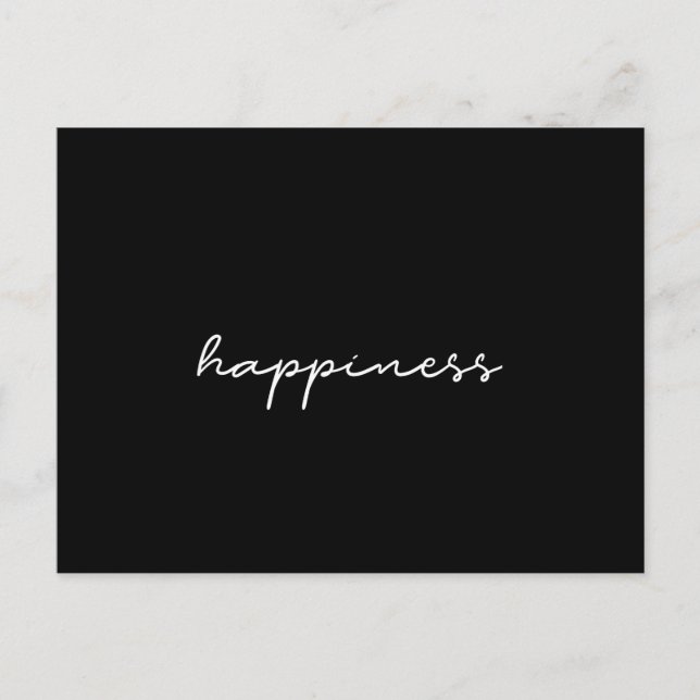 Glückliche schwarze minimalistische Postkarte (Vorderseite)