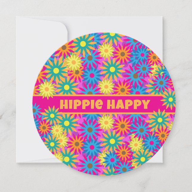 Glückliche Sechzigerjahre des Hippie Retro Einladung (Vorderseite)