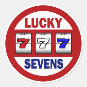 Glückliche Sevens Schlitze Runder Aufkleber