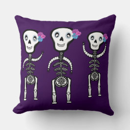 Glückliche Skelette mit Blume Tasche Kissen