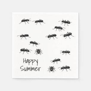 Glückliche Sommer Schwarze Ameisen Serviette