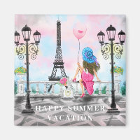 Glückliche Sommerferien Frauen in Paris Magnet Ges